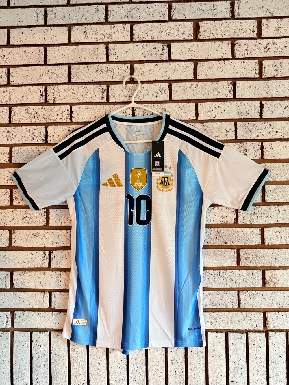 adidas Argentina Soccer Jersey - Sky Blue & White with Gold Accents